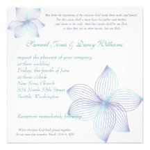 Flo azul y púrpura de la invitación cristiana del 