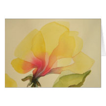 Flor amarilla, acuarela, Notecard Tarjeton