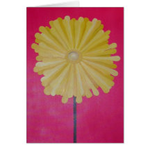 flor amarilla en tarjeta rosada