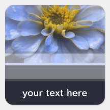 Flor azul calcomania cuadradas personalizadas
