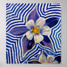 Flor azul óptica posters