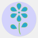 Flor azul y verde etiqueta