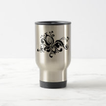 Flor barroca - negro taza