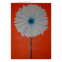 Flor blanca en tarjeta anaranjada