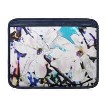 flor blanco de la magnolia fundas MacBook