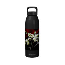 Flor blanco del ciruelo botellas de agua reutilizables
