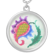 Flor brillante bordada mano 2 collar personalizado
