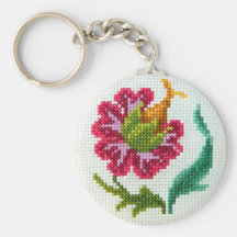 Flor brillante bordada mano 3 llaveros personalizados