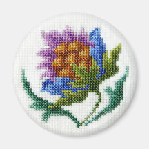 Flor brillante bordada mano imanes  