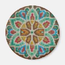 Flor brillante bordada mano imanes de nevera