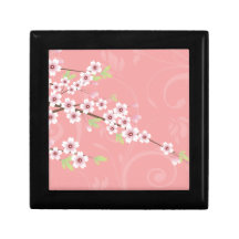 Flor de cerezo rosada suave caja de joyas