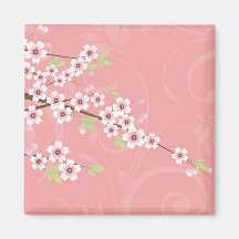 Flor de cerezo rosada suave iman de nevera