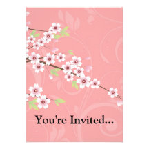 Flor de cerezo rosada suave invitación personalizada