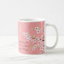 Flor de cerezo rosada suave taza de café