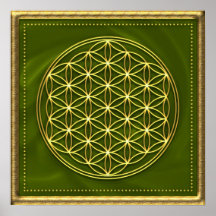 Flor de la vida de oro - verde - impresiones
