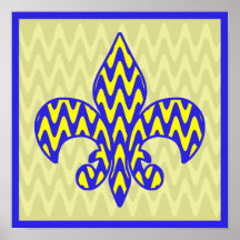 Flor de lis azul y amarilla posters
