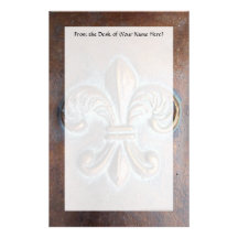 Flor de lis, Cobre-Mirada envejecida impresa Papeleria