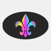 Flor de lis colorida colcomanias oval personalizadas