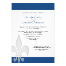 Flor de lis contemporánea del azul de Mónaco Invitaciones Personales