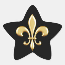 Flor de lis de oro calcomania forma de estrella personalizada