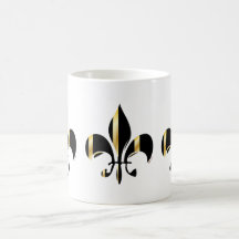 Flor de lis/negro + oro taza de café