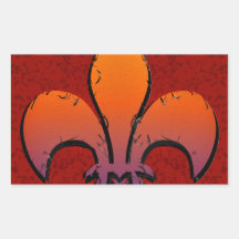 Flor de lis rectangular pegatina