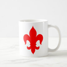 Flor de lis - rojo - sólido taza de café