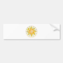 Flor de oro del brillo de Sun Pegatina De Parachoque
