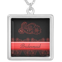 Flor de Paisley (roja) Colgante