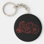 Flor de Paisley (roja) Llavero Personalizado