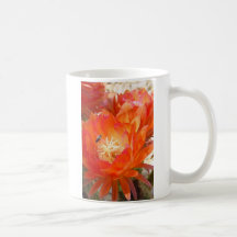 Flor del cactus con una abeja del manosear taza