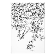 Flor del dibujo de la pluma  papeleria de diseño
