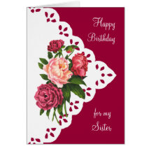 Flor del Peony del vintage para el cumpleaños de l Felicitaciones