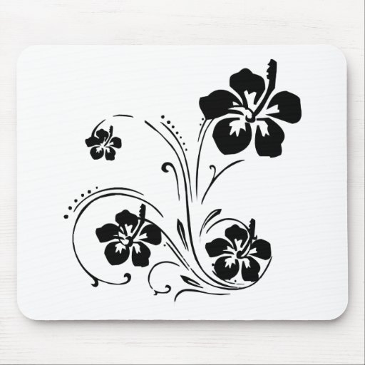 Flor ilustrada blanco y negro Mousepad Alfombrillas De Raton