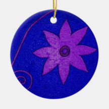 flor púrpura azul ornamentos de navidad