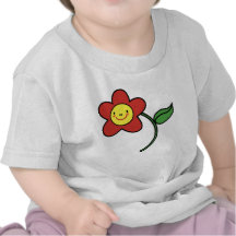 Flor roja sonriente del KRW Camisetas