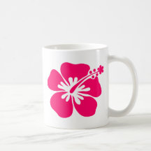 flor rosada de la hawaiana tazas