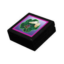 flor verde con la mariposa cajas de joyas