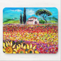 FLORA EN los campos, las amapolas y los girasoles  alfombrillas de raton 
