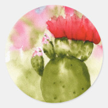 Floración del cactus pegatina redonda