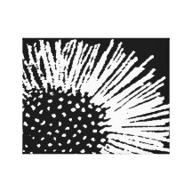 Floral abstracto blanco y negro impresión en lona estirada