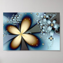 Floral abstracto lindo del oro azul impresiones