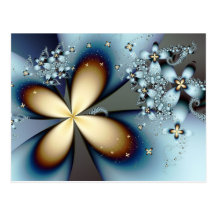 Floral abstracto lindo del oro azul postal