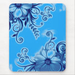 Floral azul alfombrillas de raton
