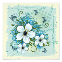 Floral azul y mariposas del verano fotografia