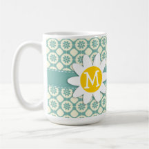 Floral azulverde y poner crema; Margarita Tazas De Café