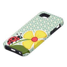 Floral azulverde y poner crema; Mariquita iPhone 5 Case-Mate Carcasa