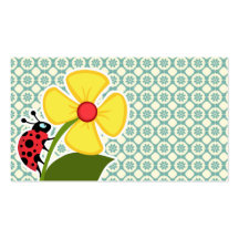 Floral azulverde y poner crema; Mariquita Tarjeta De Visita