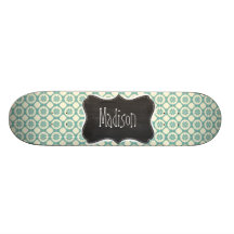 Floral azulverde y poner crema; Pizarra del vintag Monopatin Personalizado
