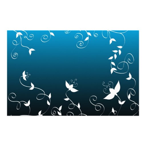 Floral blanco en azul papeleria
